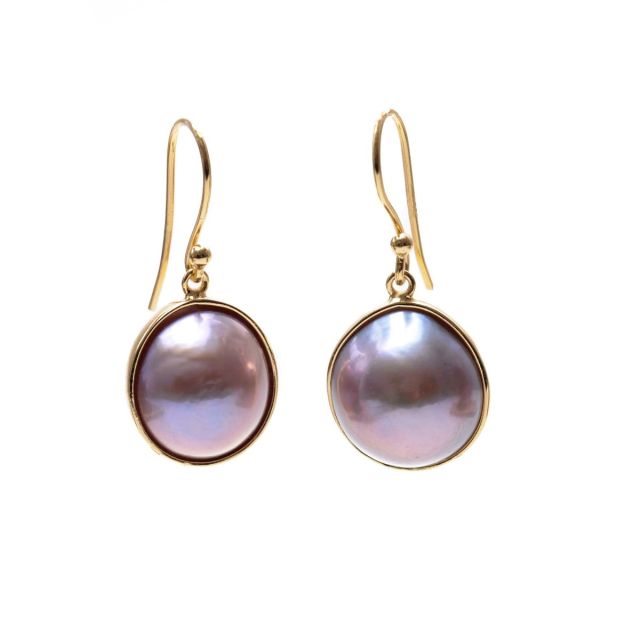 Silver Gilt and Freshwater Pearl Hook Drop Earrings