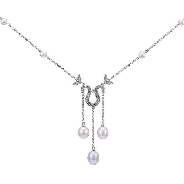 Edwardian inspired Pearl and Diamond Necklace