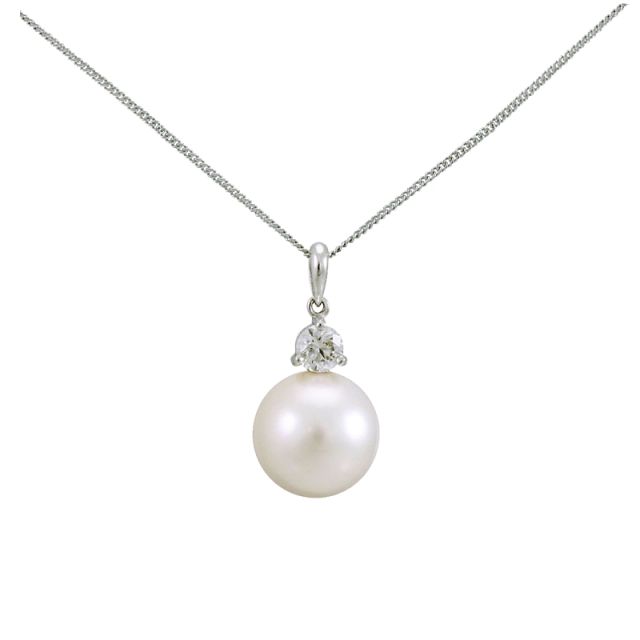 South Sea Pearl & Certified D-Colour Pear-Shape Diamond Pendant