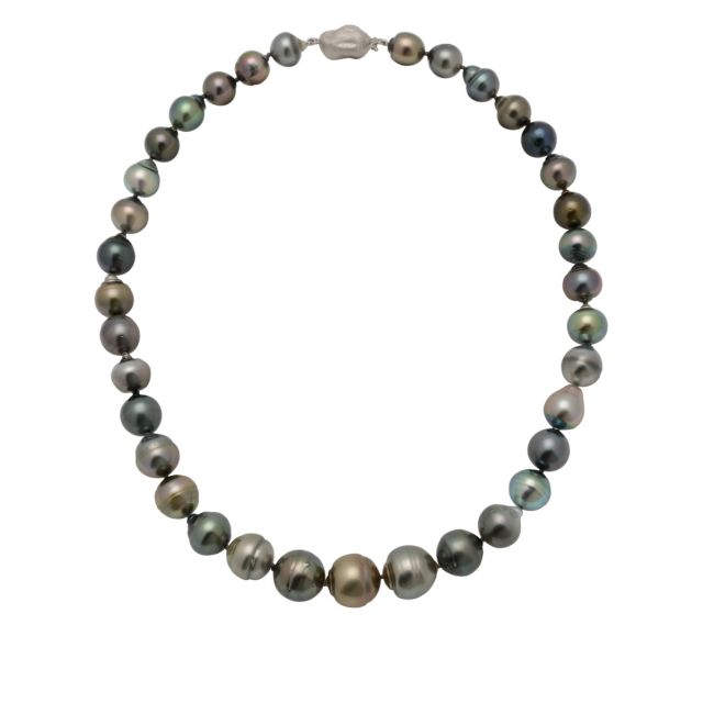Tahitian Multi-Colour Baroque Necklace On Baroque Shape Clasp