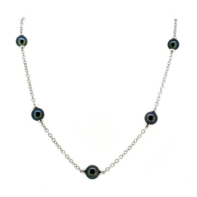 Tahitian Pearl & Chain 9ct White Gold Necklace 