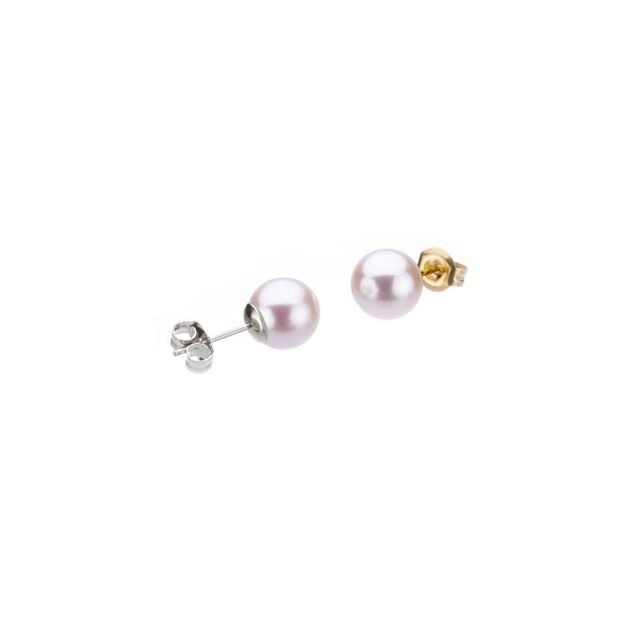 White Akoya Cultured Pearl 7.5/8mm Stud Earrings
