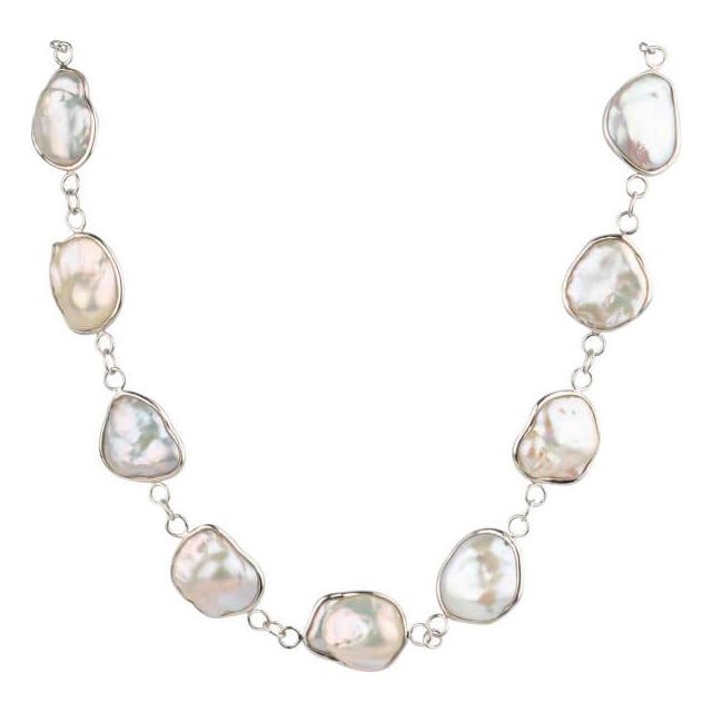 Bold Baroque Freshwater Cultured Pearl Spectacle Set Necklace  |  Silver