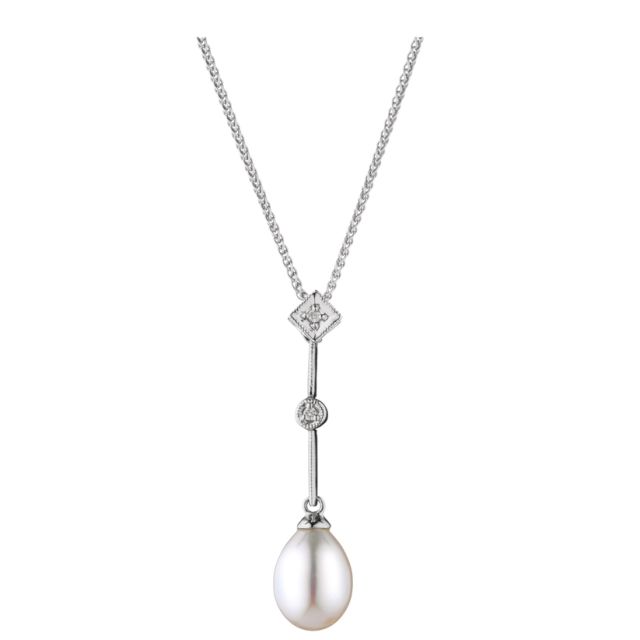 Edwardian Style Freshwater Pearl and Diam Pendant