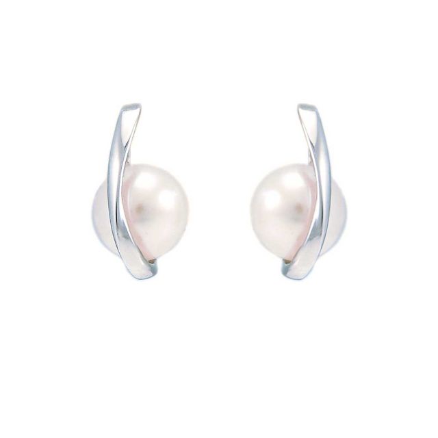 Stylish contemporary Silver and Pearl Earrings