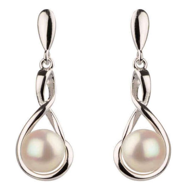  Freshwater Cultured Pearl Drop Earrings  |  Silver