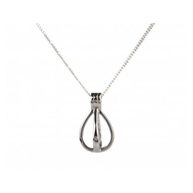 Silver pear-shape captive pearl pendant