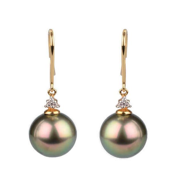 Tahitian Pearl and Diamond trefoil earrings