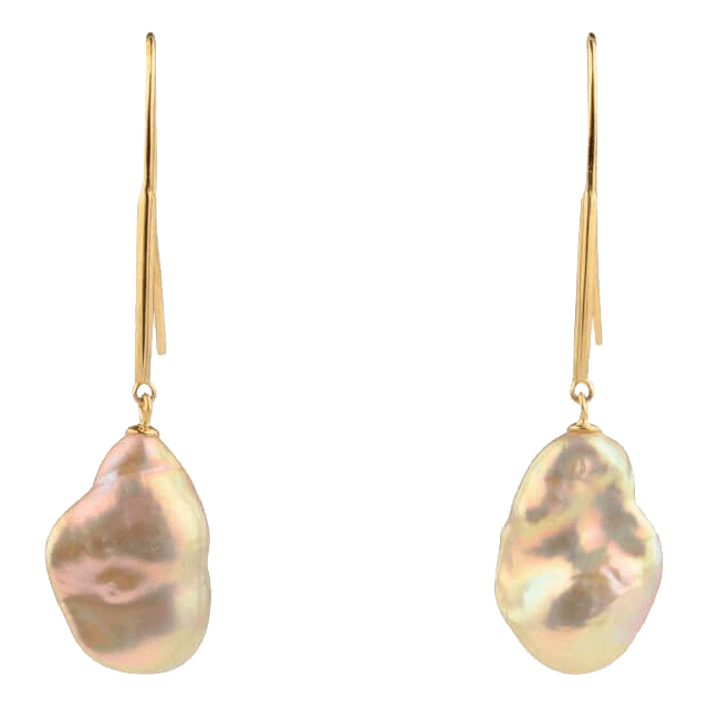 Baroque Hook Wire Drop Earrings | Silver Gilt