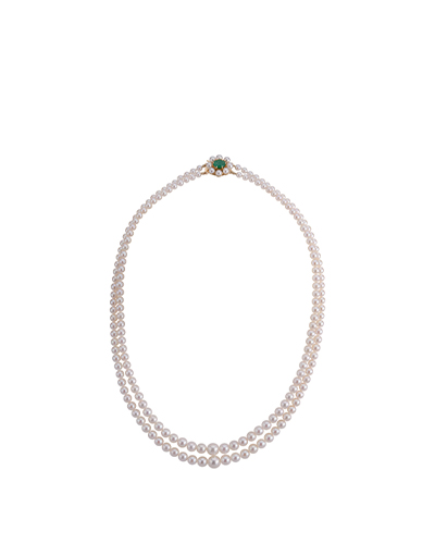 Double Row Graduated Akoya Pearl Necklace |CARD