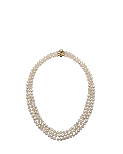 Tripple Row Akoya Pearl Necklace AA+ Grade 