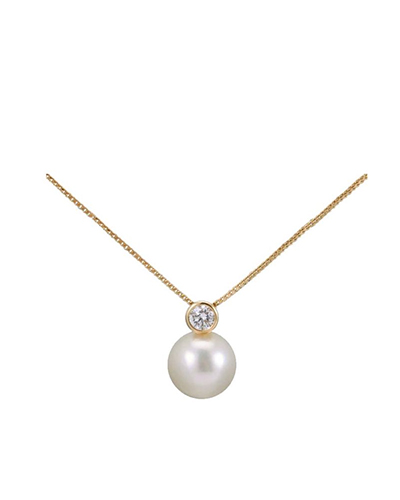 South Sea Pearl & Diamond Simple Pendant | 18ct Yellow Gold