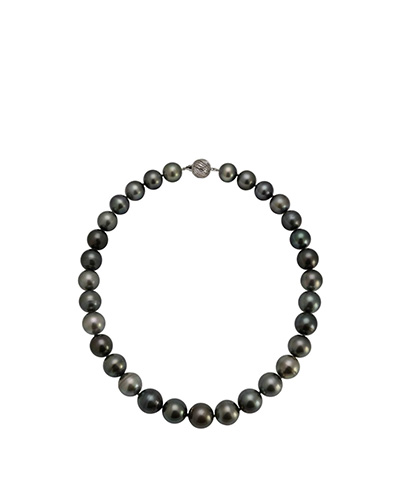 Tahitian Pearl Dark Grey Necklace 12 to 14mm