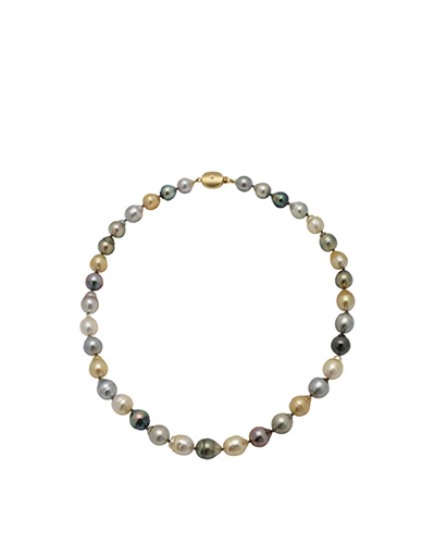 Baroque Tahitian Pearl Multi-Colour Necklace with 18ct Gold & Diamond Clasp