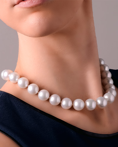 Gorgeous White Oval Pearls Intricate & Lacey Necklace - Pure Pearls