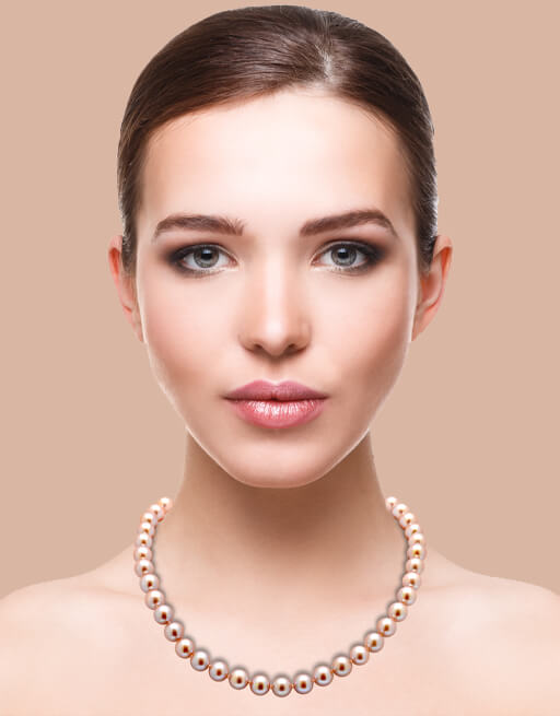 Pink Freshwater Pearl Necklace on Model