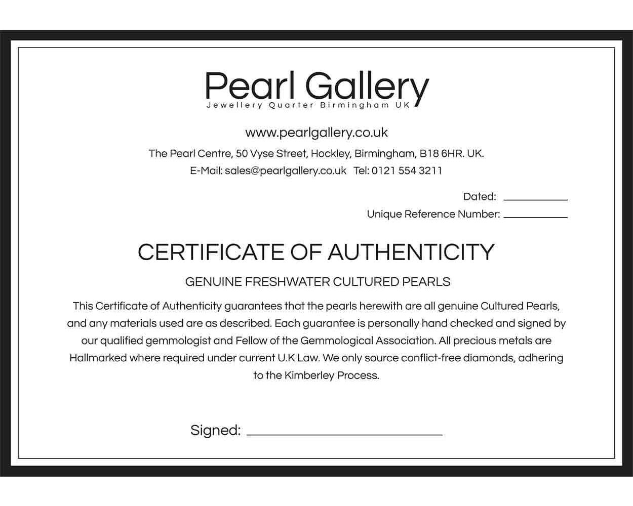 Freshwater Certificate of Authenticity