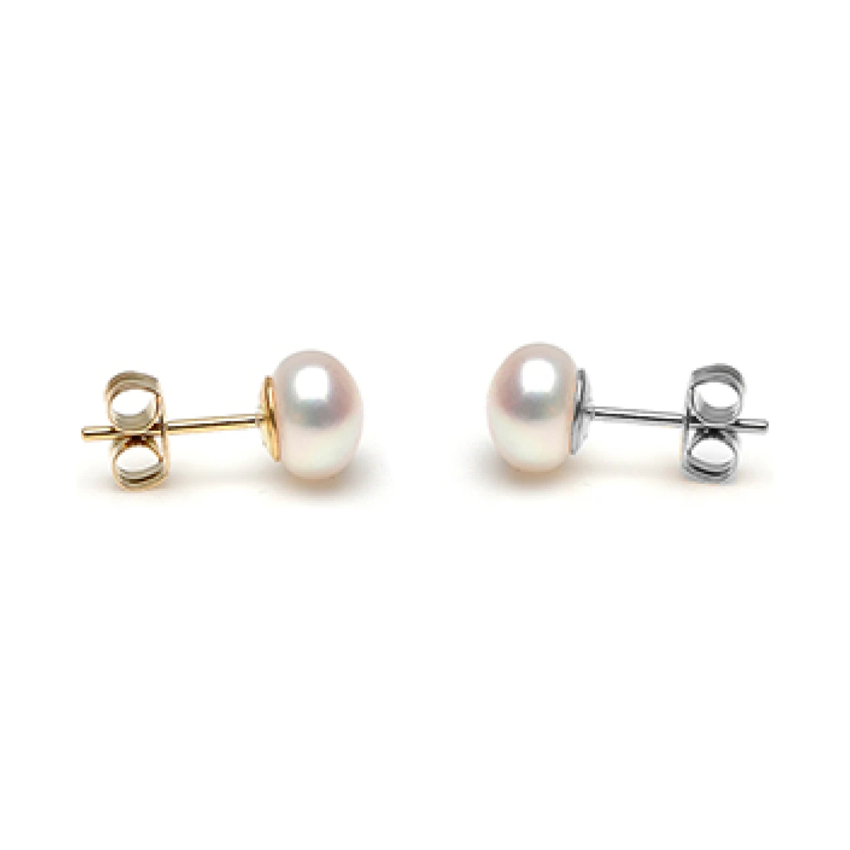 White Freshwater Bouton Stud Earrings  |  7mm 