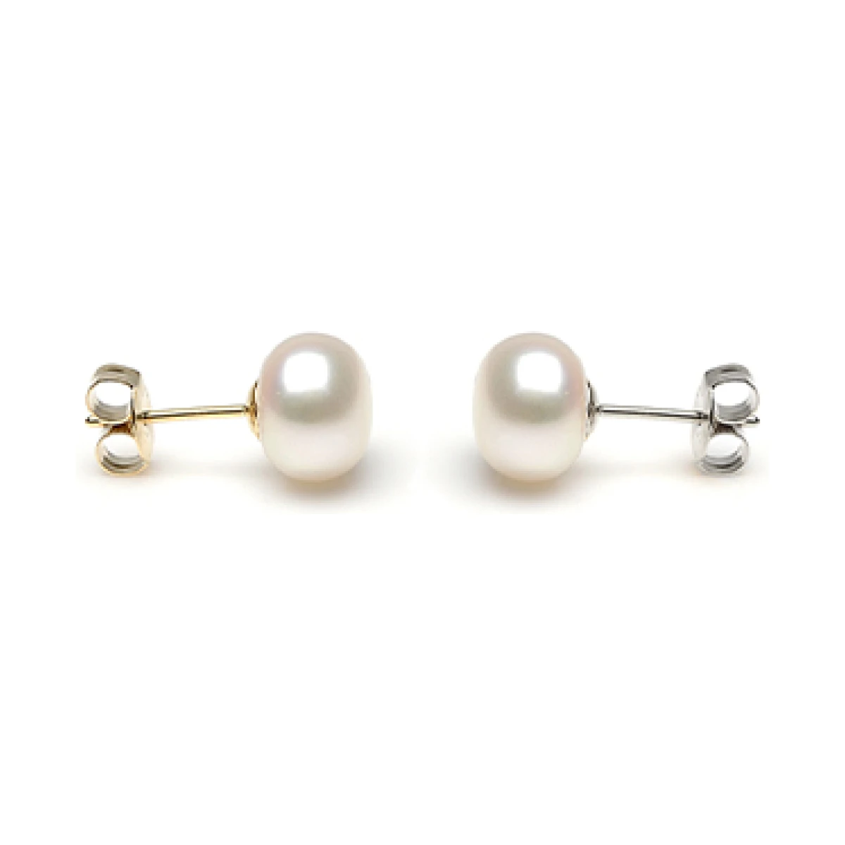 White Freshwater Bouton Stud Earrings  |  10mm 