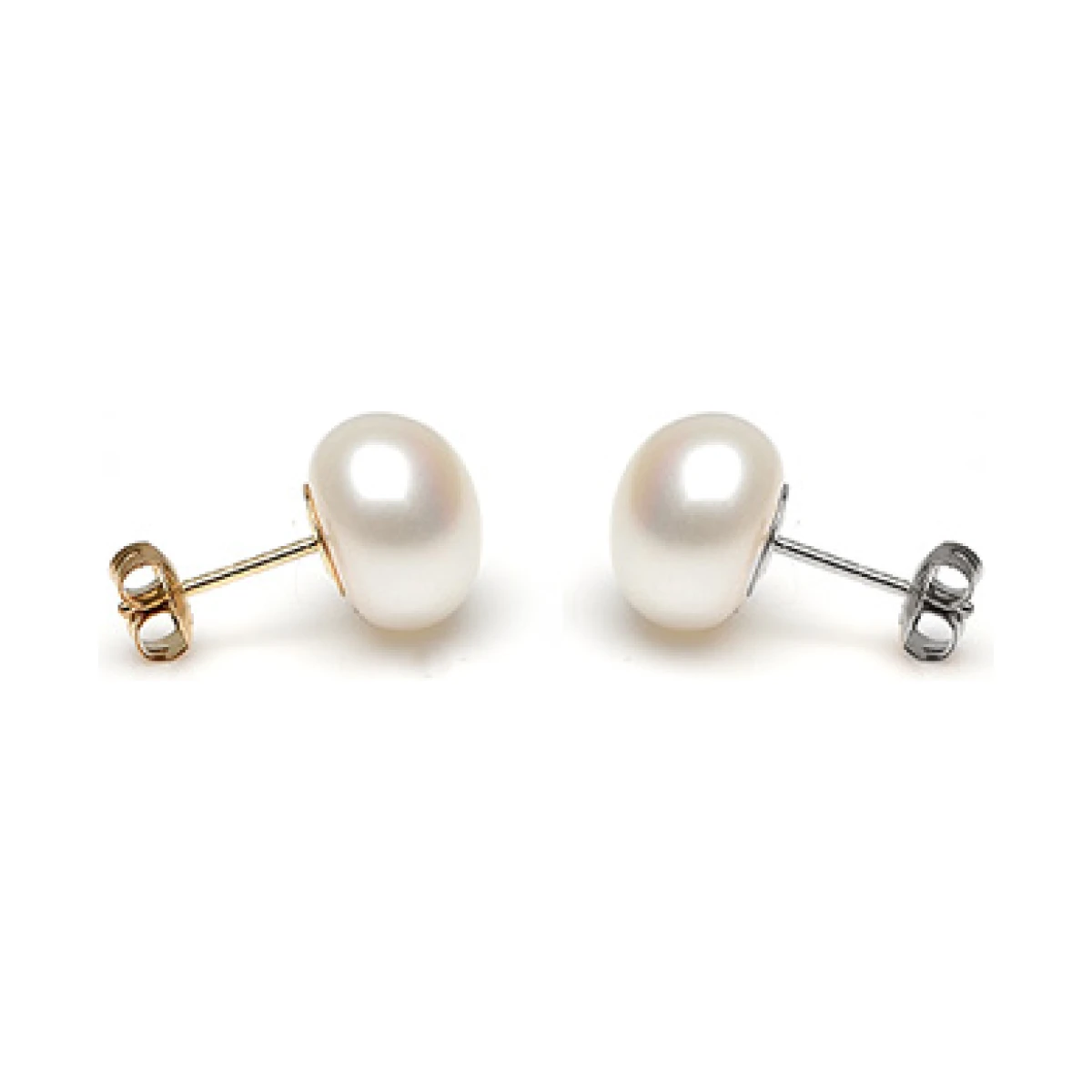White Freshwater Bouton Stud Earrings  |  11mm 