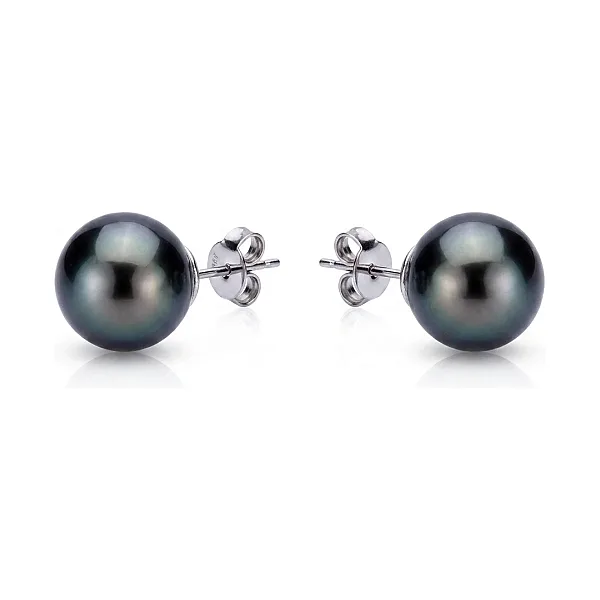 Tahitian Stud Earrings | 11.5-12.0 mm | Grade AA+ | 18ct White Gold