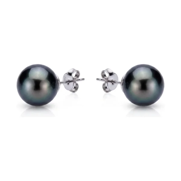 Tahitian Stud Earrings | 11.5-12.0 mm | Grade AA+ | 18ct White Gold