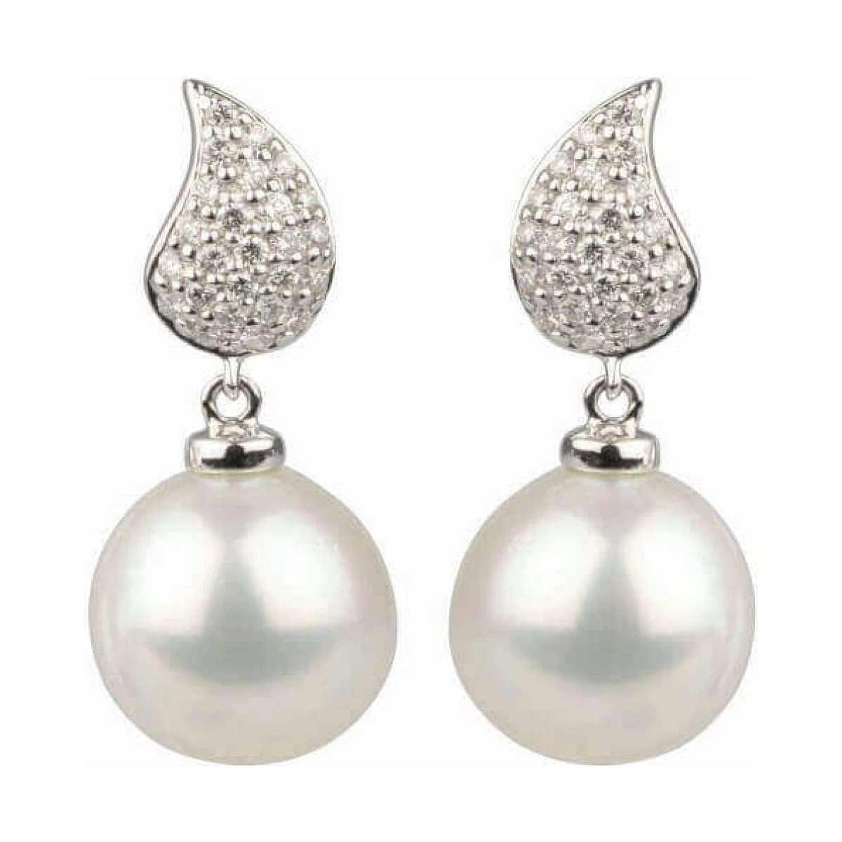 Freshwater Pearl and Diamond Earrings  |  18ct White Gold