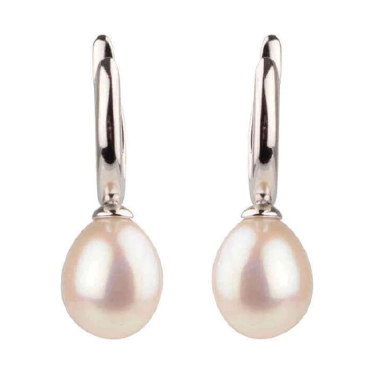  Freshwater Cultured Pearl Huggie Earring  |  Silver