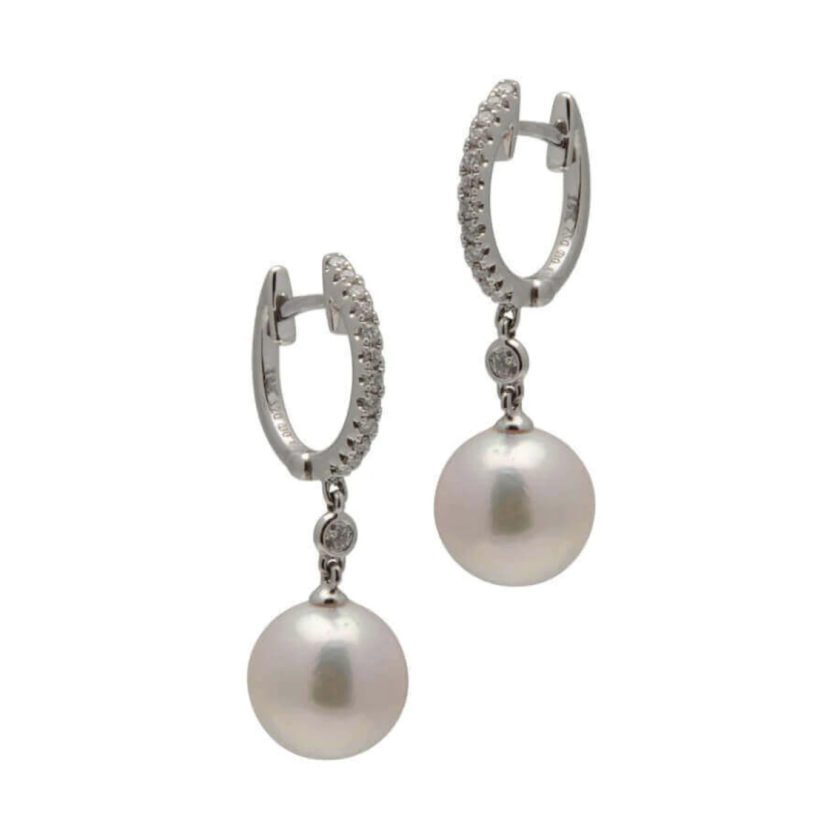 Akoya Pearl & Diamond Set Hoop Earrings  |  18ct White Gold