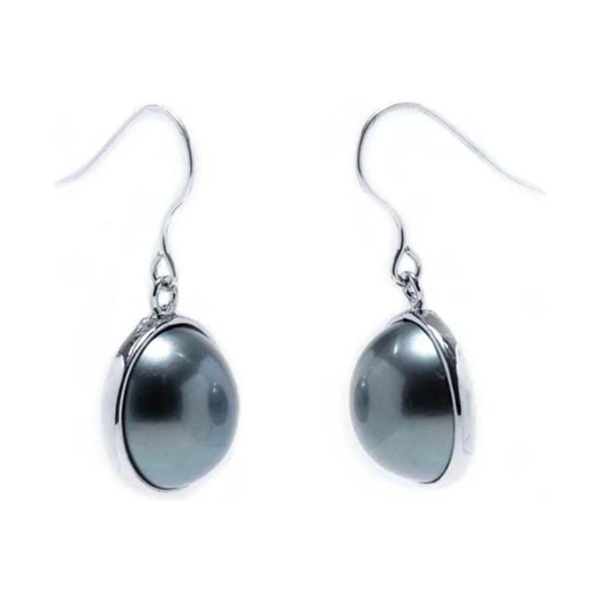 Tahitian Pearl Drop Hook Earrings  |  Silver 