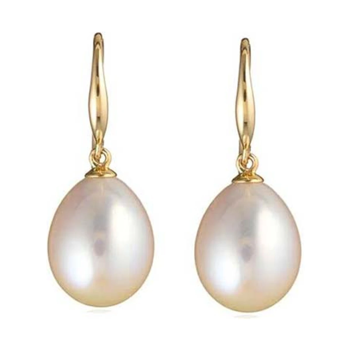 Freshwater Pearl Sturdy Hook Drop Earrings  | 9ct Gold Yellow