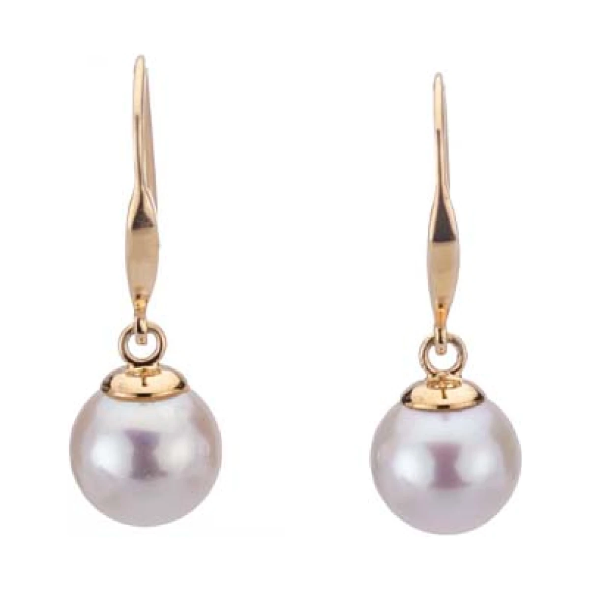 Akoya Pearl Simple Hook Drop Earrings  | 9ct Yellow Gold 