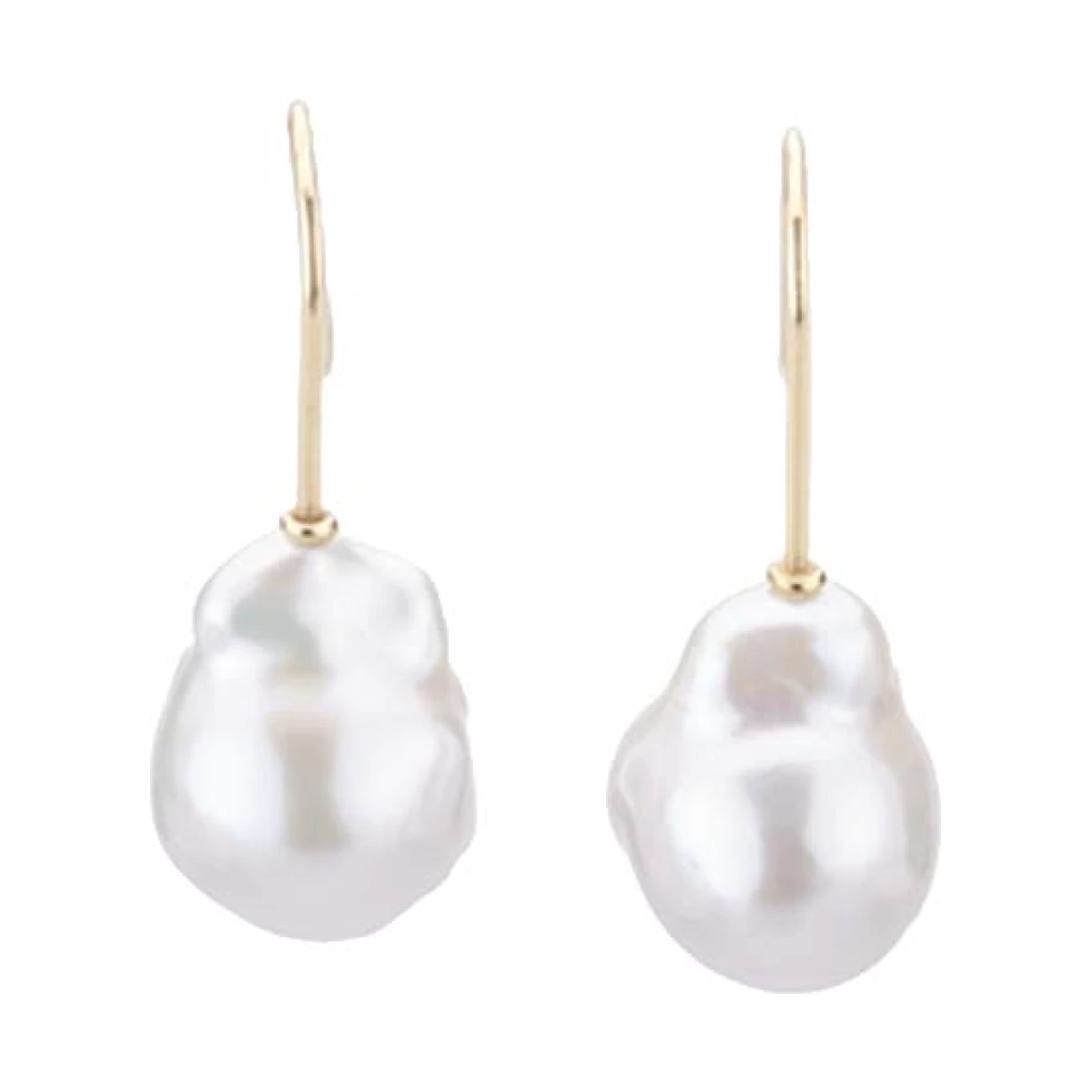 Freshwater Baroque Hook Drop Earrings  | 18 ct Yellow Gold