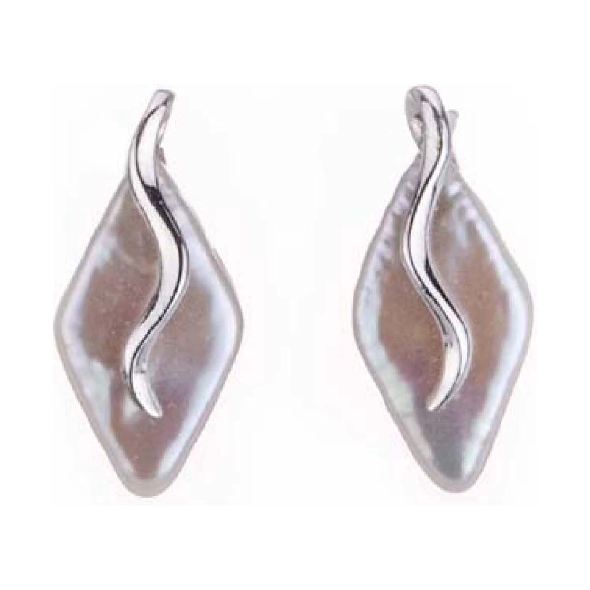 Freshwater Coin Lozenge Earrings |  14 ct White Gold