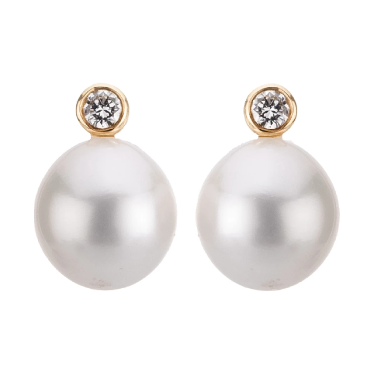 South Sea Pearl & Diamond Stud Earrings | 18ct Yellow Gold