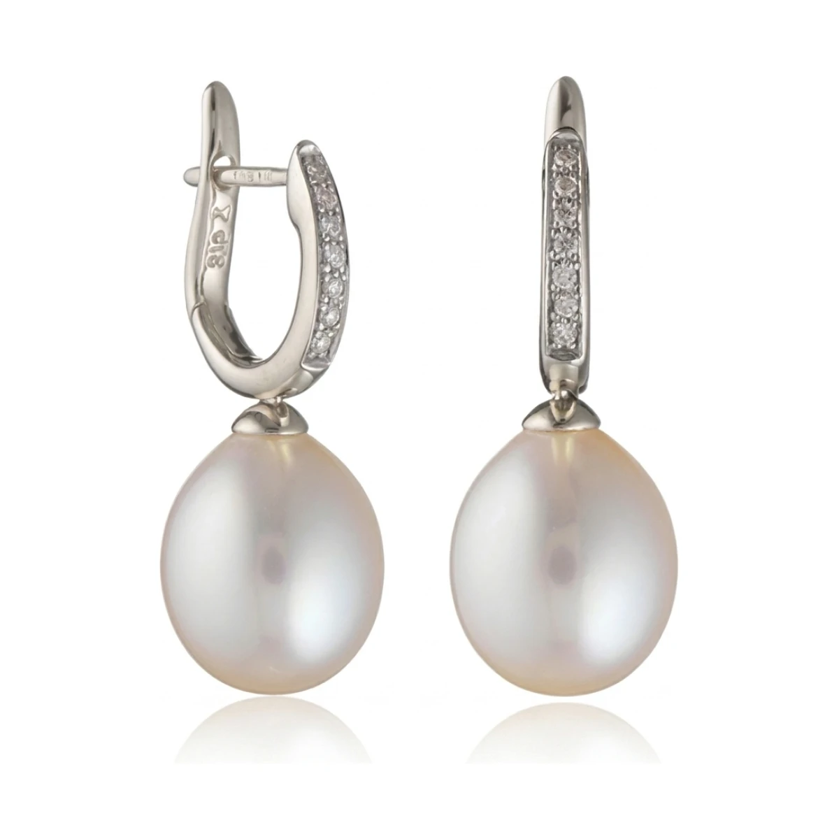 Freshwater Cultured Pearl & Diamond Huggie Earrings  |  9ct Gold