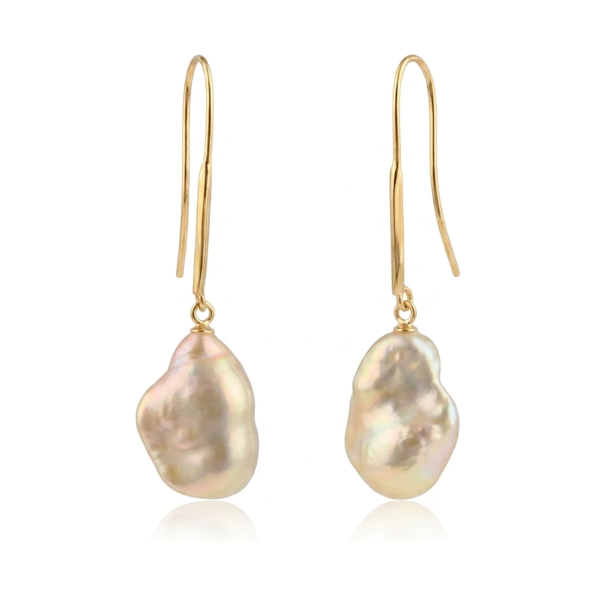 Freshwater Baroque Hook Drop Earrings  | Silver Gilt