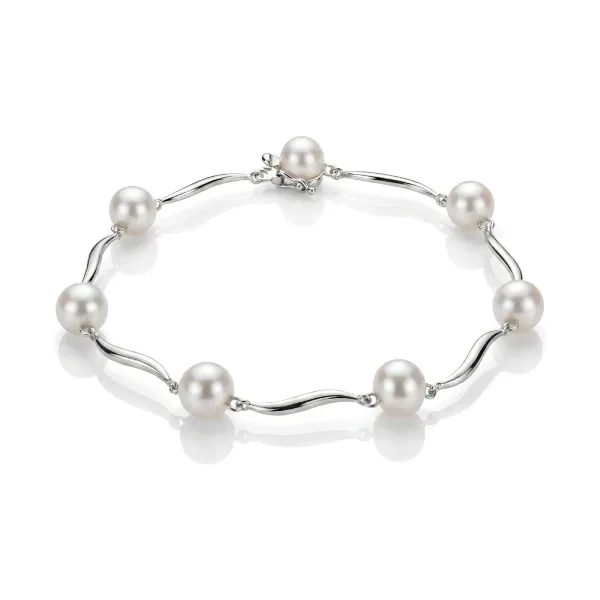 Freshwater Cultured Pearl 'S' Link Bracelet  |  9ct Gold
