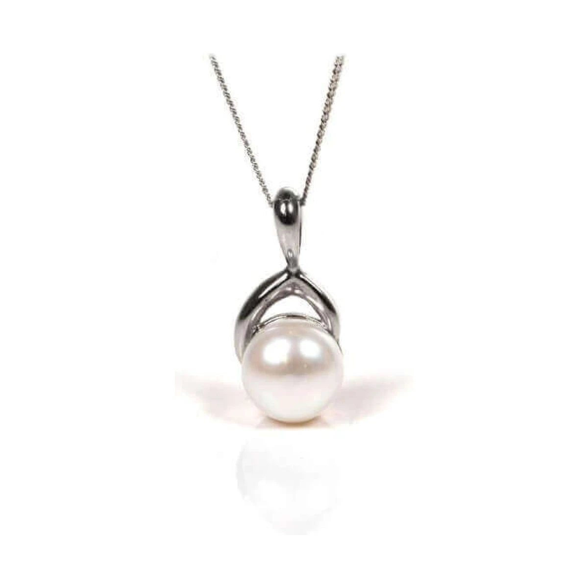 White Freshwater Pearl Contemporary Pendant  |  9ct Gold