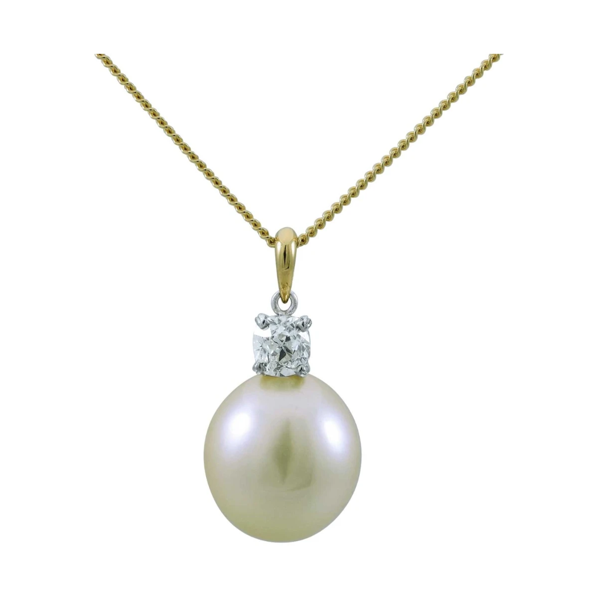 South Sea Cultured Pearl & Diamond Pendant  |  18ct Yellow Gold