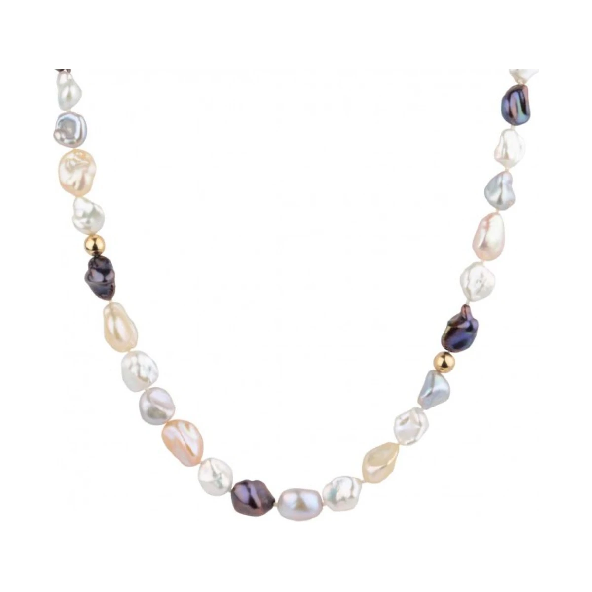 Freshwater Keshi Pearl and Bead Necklace  |  9ct Yellow Gold