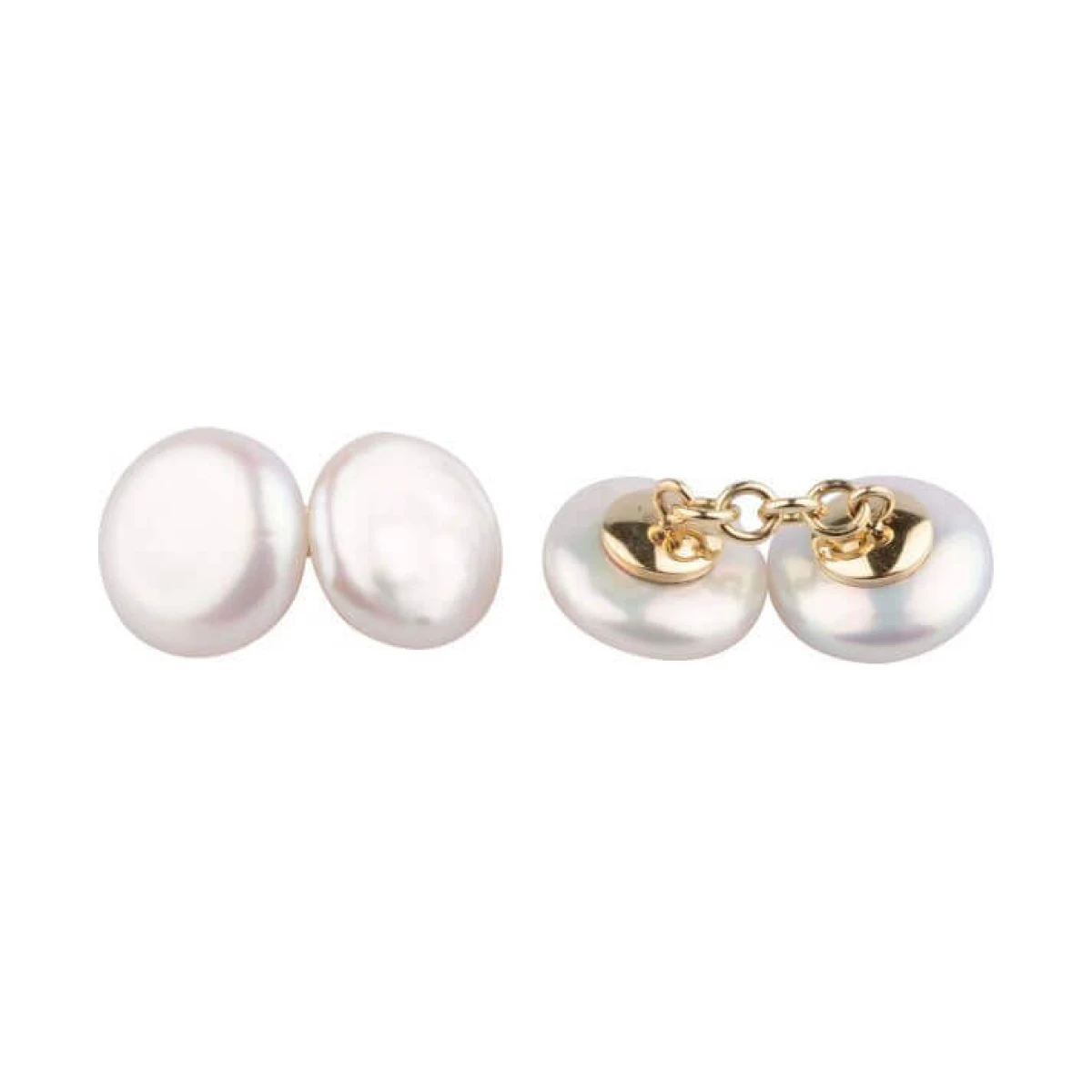 Freshwater Coin Pearl Cufflinks | 9ct Yellow Gold