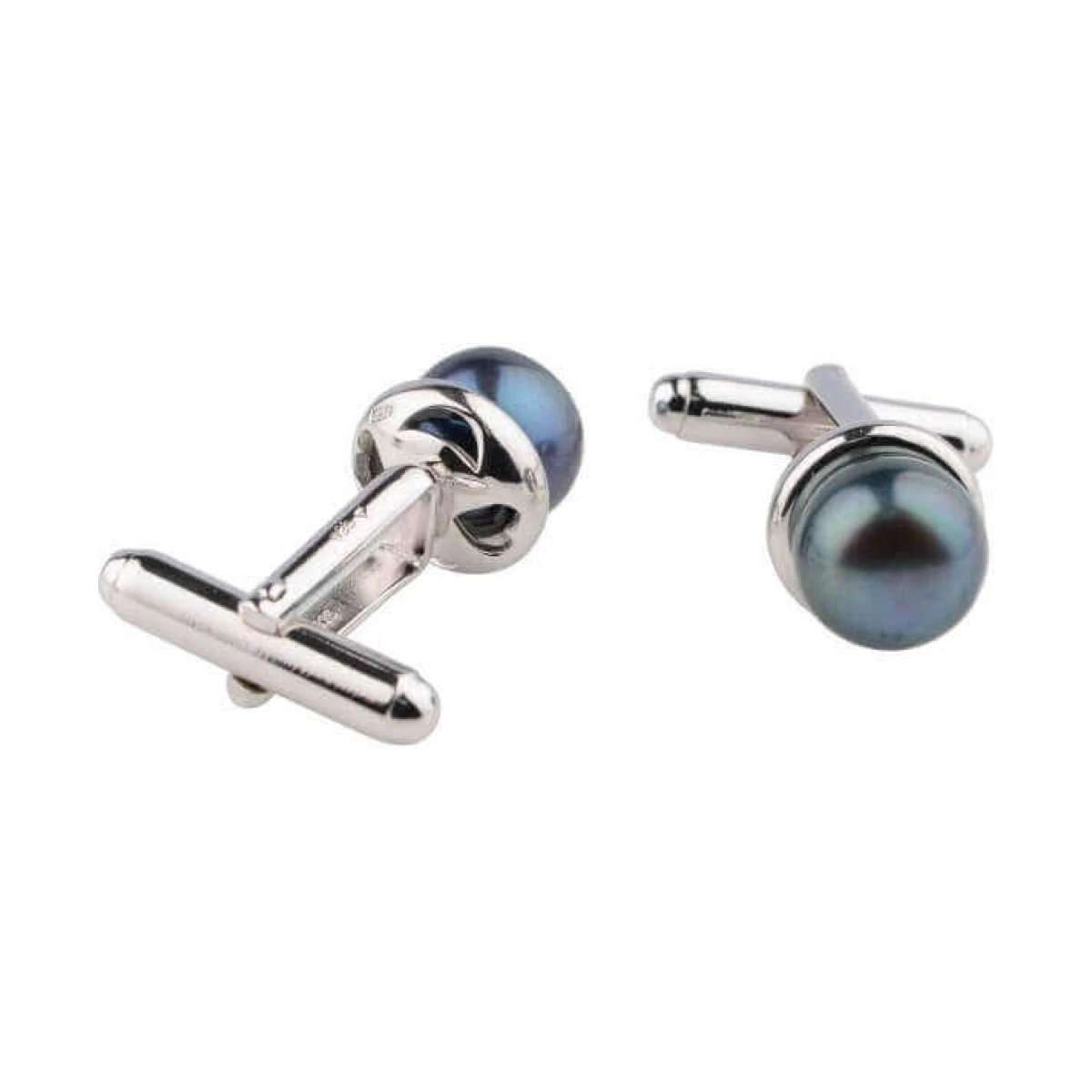 Pearl Cufflinks | Black Freshwater Silver