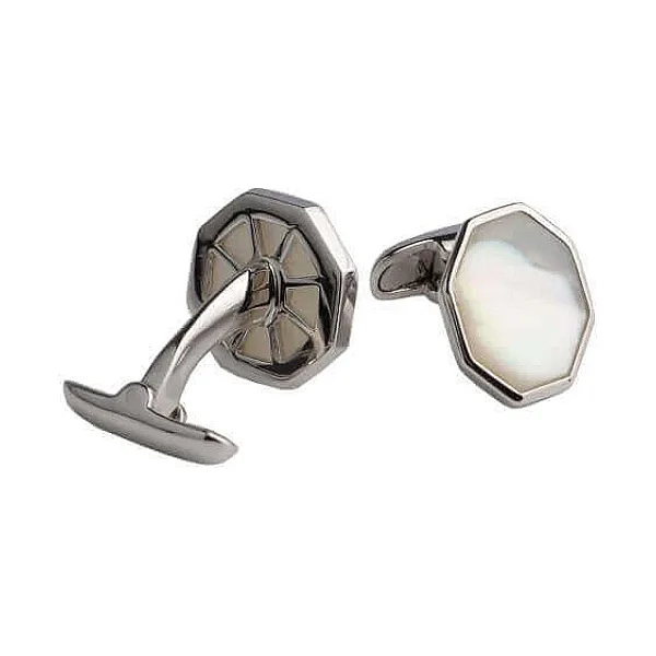Mother of Pearl Cufflinks | Octagonal Silver