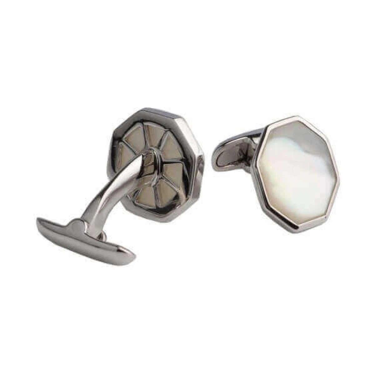 Mother of Pearl Cufflinks | Octagonal Silver