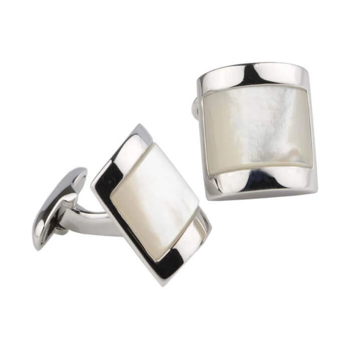Rectangular White Mother of Pearl Cufflinks | Silver