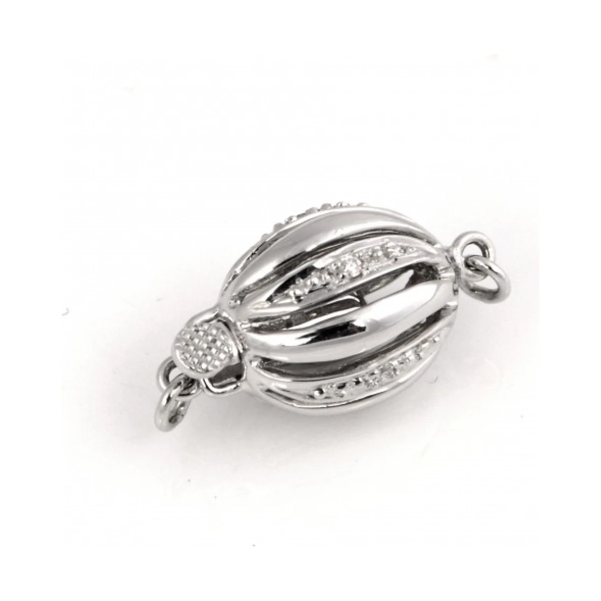 Diamond Set Fluted Oval Clasp 18ct White Gold