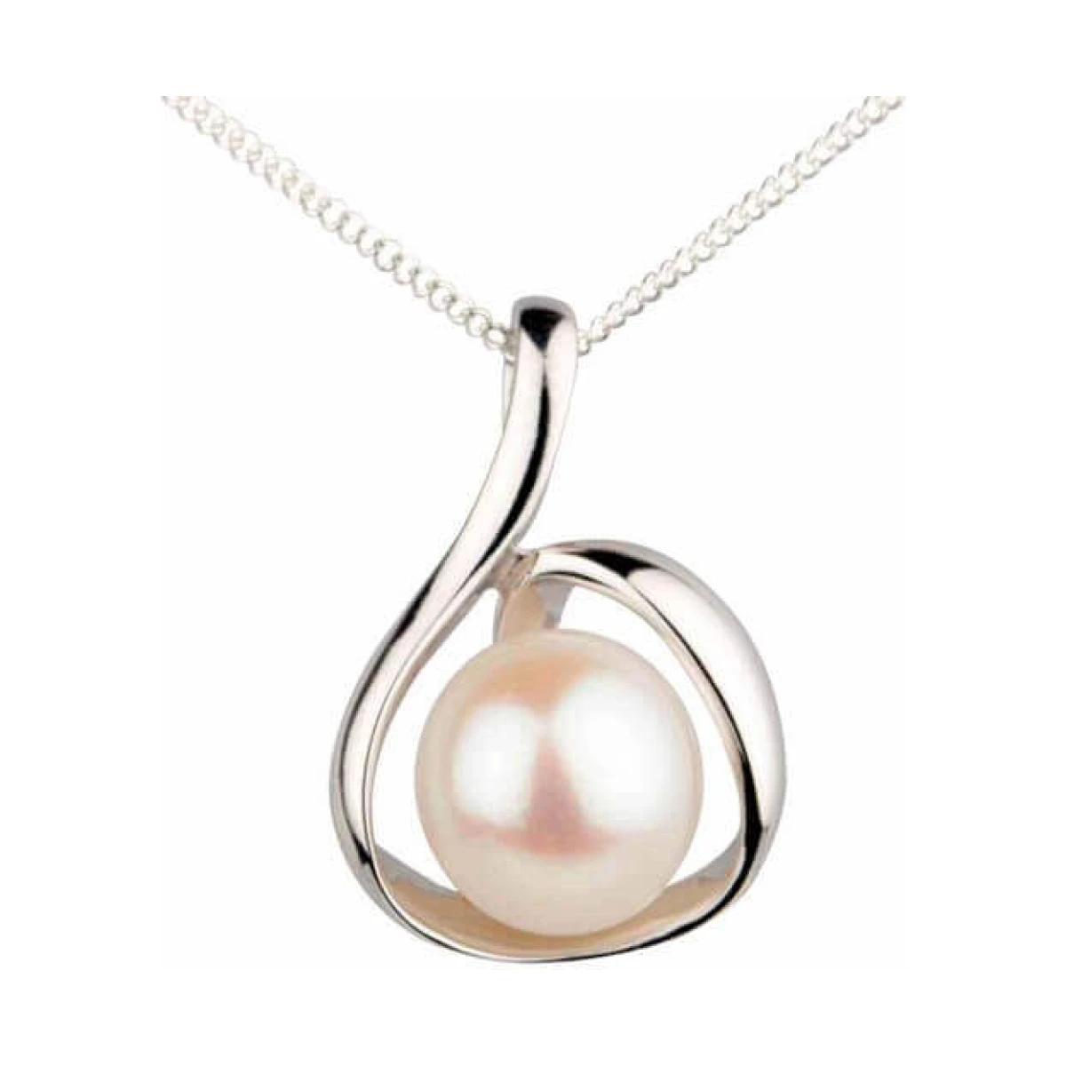 Freshwater Cultured Bouton Pearl Pendant and Chain  |  Silver