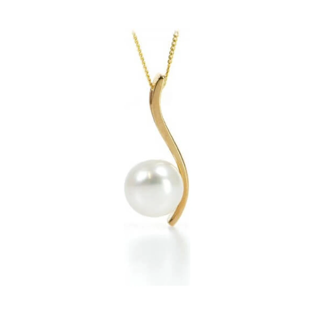 Modern 'S' Shape Design Freshwater Pearl Pendant  |  9ct Gold