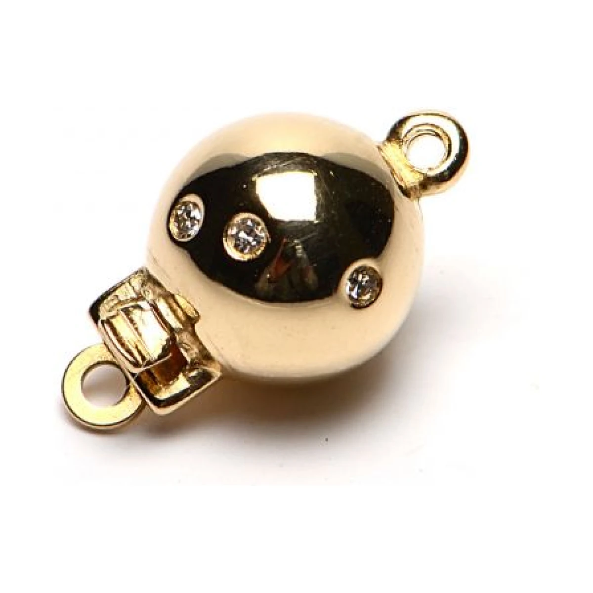  18ct Yellow Gold Diamond Set Polished Ball Clasp 8mm